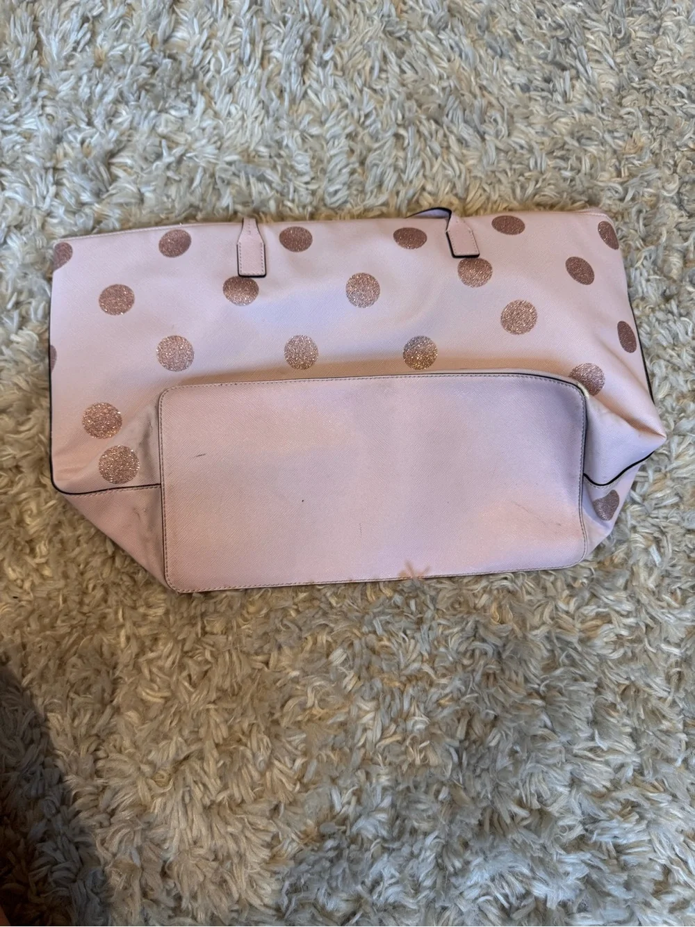 Kate Spade Pink Polka Dot Tote Bag with Glitter Accents- used